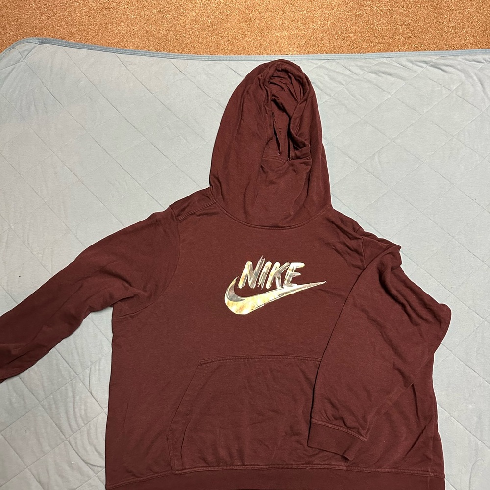 Nike Plus Burgundy Funnel Neck Sweatshirt